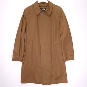 Lord Forecaster Courier Vintage Brown Trench Coat Mens 42L Hidden Button Mac USA